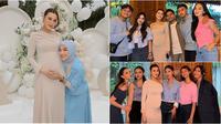 Potret tamu artis di gender reveal Aaliyah Massaid. (sumber: Instagram/aurelie.hermansyah/nindypricilia/anissaica)