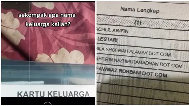 Viral Nama Anggota Keluarga ‘Dot Com’, Kelewat Unik
