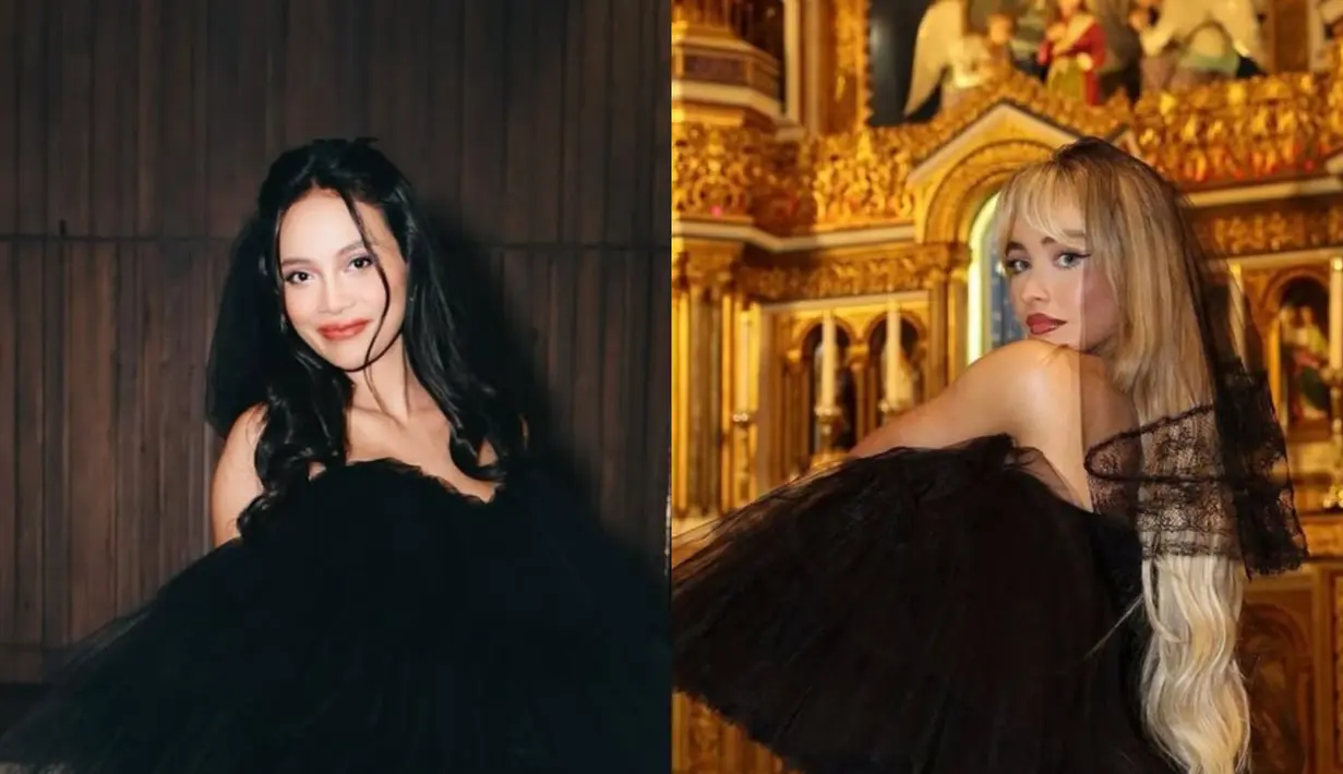 Dikenal sebagai ratu pesta, Erika Carlina kerap gunakan berbagai kostum unik dan mencolok. Baru-baru ini, ia duplikasi busana Sabrina Carpenter di video klip Feather [@eri.carl]