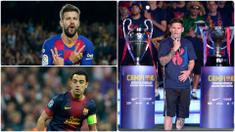 Lionel Messi mejadi pemain yang meraih treble winner atau tiga trofi juara dalam semusim sebanyak dua kali. Selain Messi ada beberapa pemain lainnya yang pernah merasakan hal itu. Berikut Lionel Messi dan 5 pemain yang meraih treble winners dua kali di Barcelona. (kolase foto AFP)