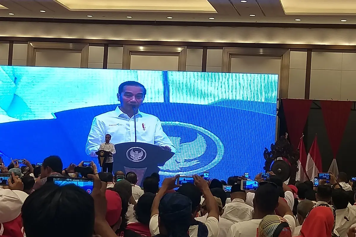 Presiden Joko Widodo (Jokowi) menghadiri pembukaan Kongres II Pro Jokowi (Projo) yang digelar di JIExpo Kemayoran, Jakarta, Sabtu (7/12/2019).