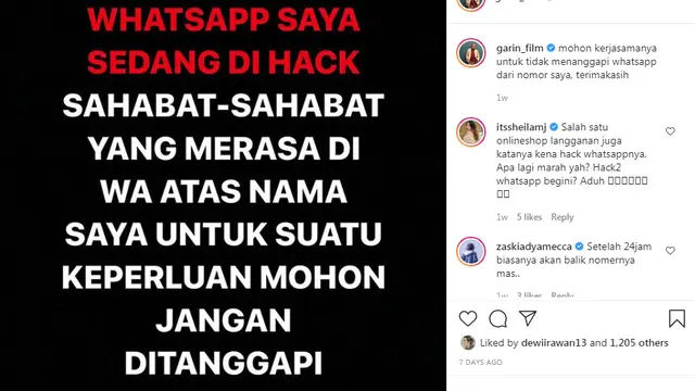 WhatsApp Garin Nugroho diretas orang tak bertanggung jawab