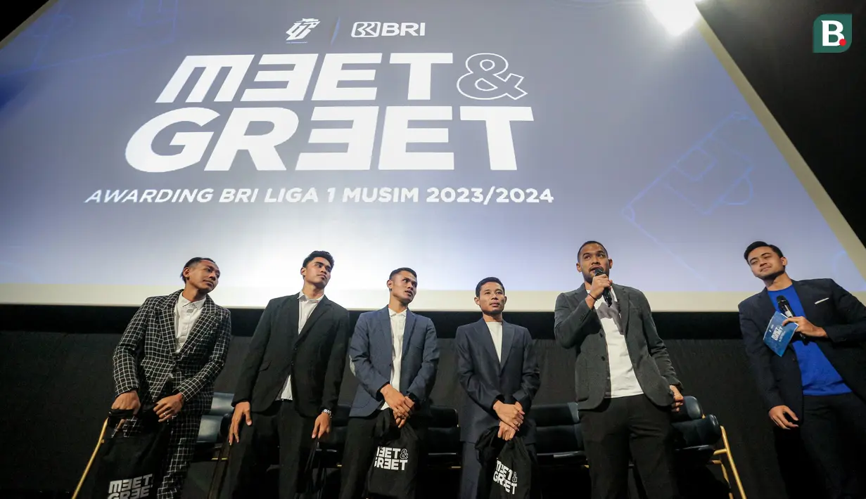 <p>Lima pemain BRI Liga 1, Beckham Putra, Muhammad Ferarri, Dimas Drajad, Evan Dimas, dan Andritany Ardhiyasa saat menghadiri acara Meet &amp; Greet Pemain BRI Liga 1 yang berlangsung di Cinepolis, Senayan Park, Jakarta, Sabtu (13/07/2024). (Bola.com/Bagaskara Lazuardi)</p>