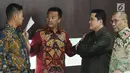 Menpora Imam Nahrawi (kedua kiri) bersama Ketua KOI, Erick Thohir dan Ketua Satlak Prima Achmad Sutjipto (kanan) jelang rapat evaluasi SEA Games 2017 dan progres persiapan Asian Games 2018 di Jakarta, Senin (2/10). (Liputan6.com/Helmi Fithriansyah)