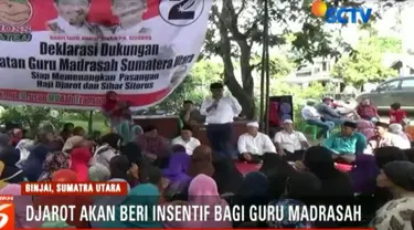 Djarot Saiful Hidayat berjanji akan meningkatkan penghasilan para guru dengan memberi insentif dan Kartu Sumut Sejahtera.