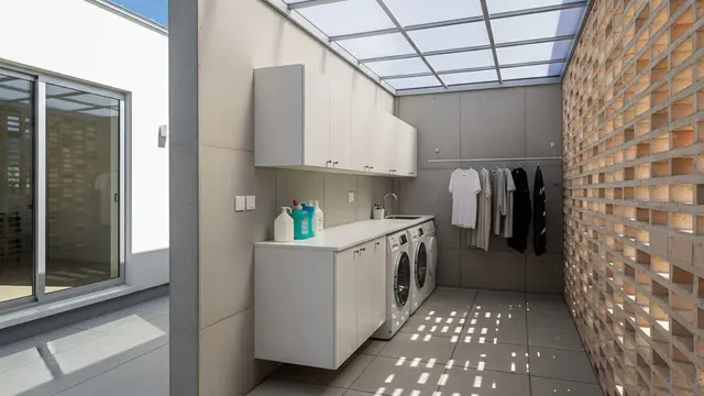 Model Rumah Mungil Tapi Muat Ruang Cuci Jemur Semi-Terbuka