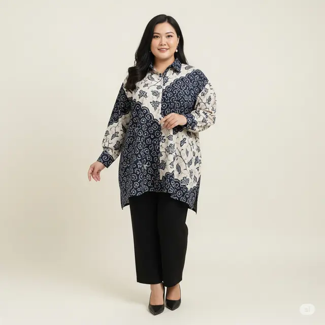 9 Model Kemeja Batik Wanita Gemuk yang Modis dan Nyaman