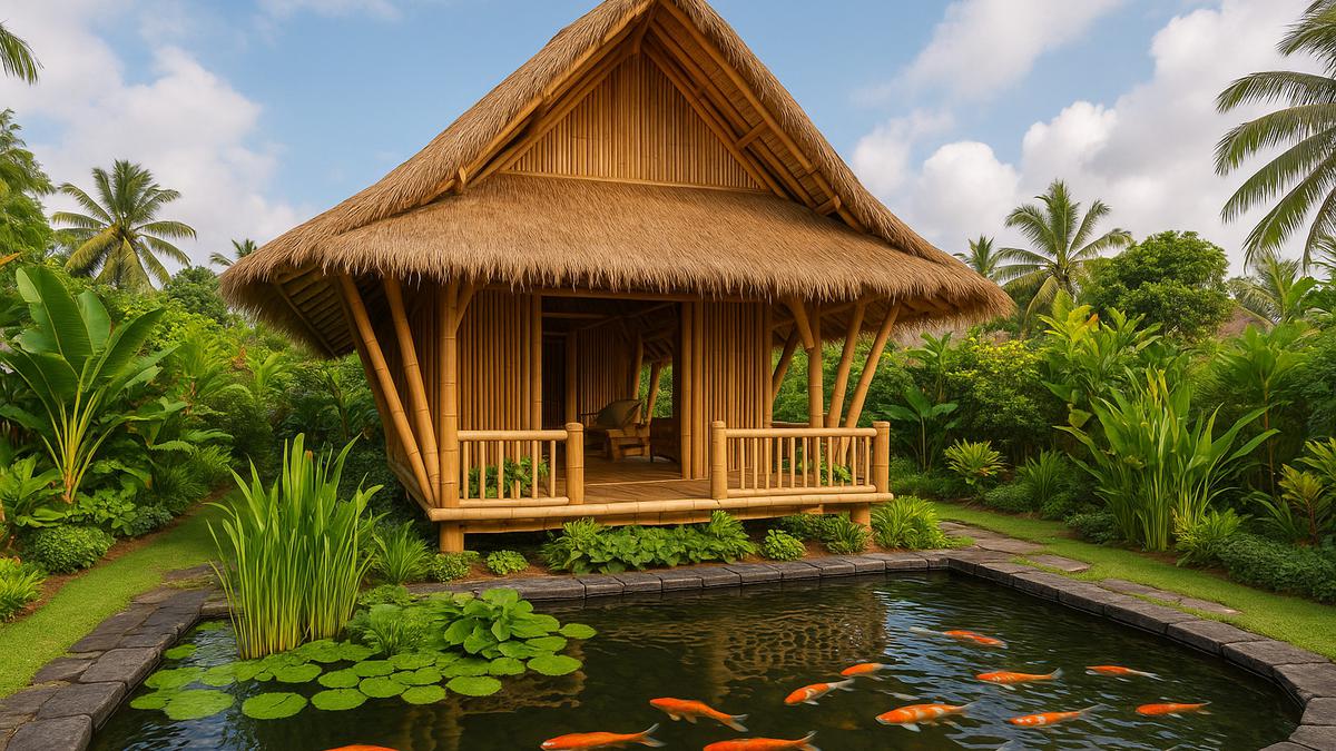 8 Model Rumah Bambu Gaya Bali dengan Kolam Ikan, Tren Hunian Asri di 2025