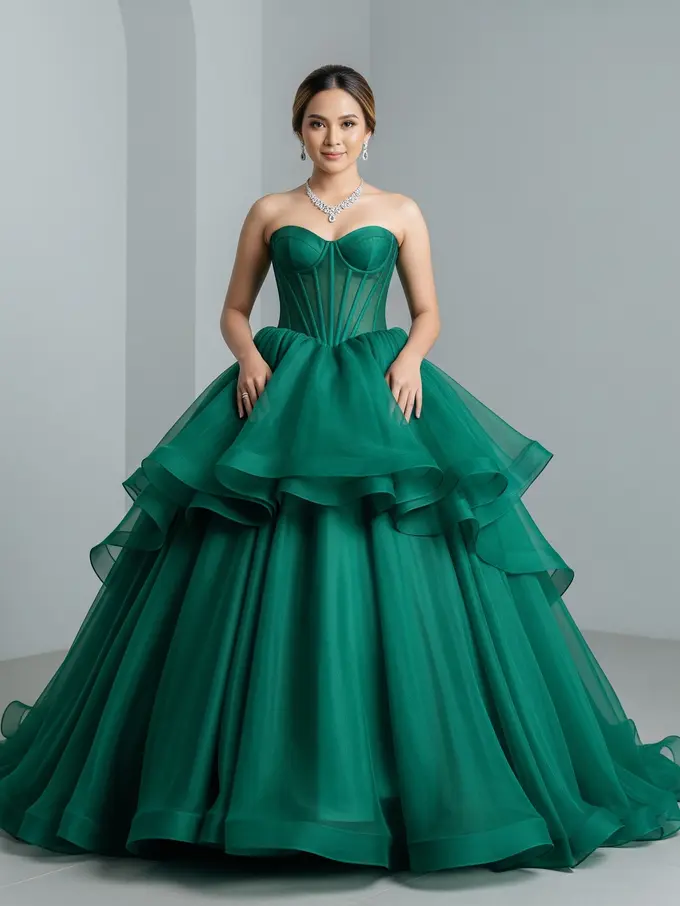 Model Baju Bridesmaid Emerald Green Ball Gown