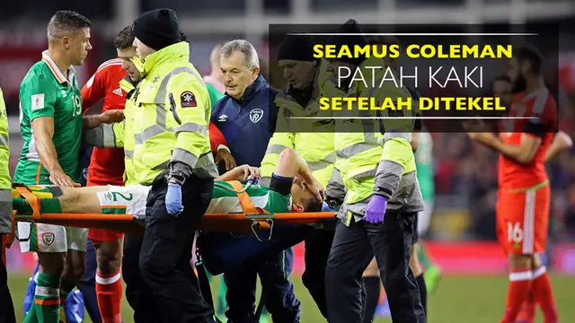 Berita video insiden tekel brutal yang buat pemain Republik Irlandia, Seamus Coleman, mengalami patah kaki. Tekel dilakukan oleh Neil Taylor