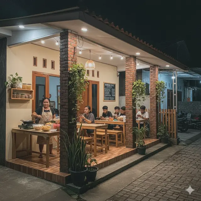 Gaya Rustic Alami dengan Sentuhan Kayu dan Tanaman