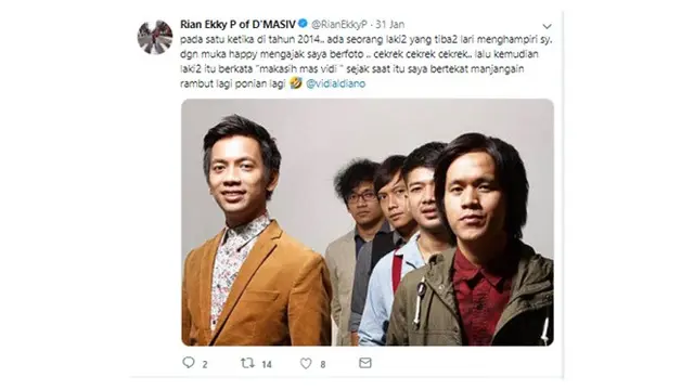 Curhatan Rian d'Masiv Disangka Orang Lain