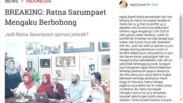 Klarifikasi Inggrid Kansil