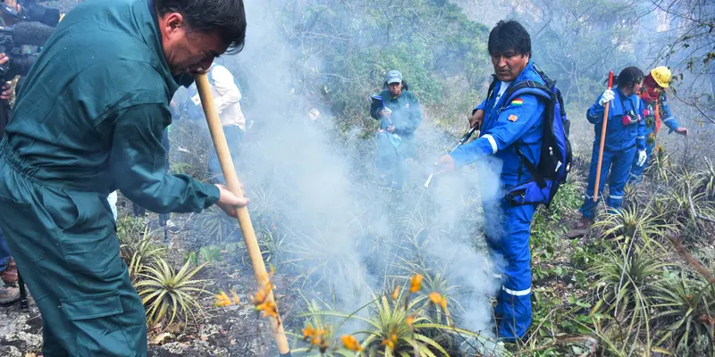 Presiden Bolivia Terjun Langsung Padamkan Kebakaran Hutan