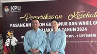 Pasangan bakal calon gubernur dan wakil gubernur Jakarta jalur independen Dharma Pongrekun dan Kun Wardana menjalani tes kesehatan di RSUD Tarakan, Jakarta pada Minggu (1/9/2024). (Liputan6.com/Winda Nelfira)