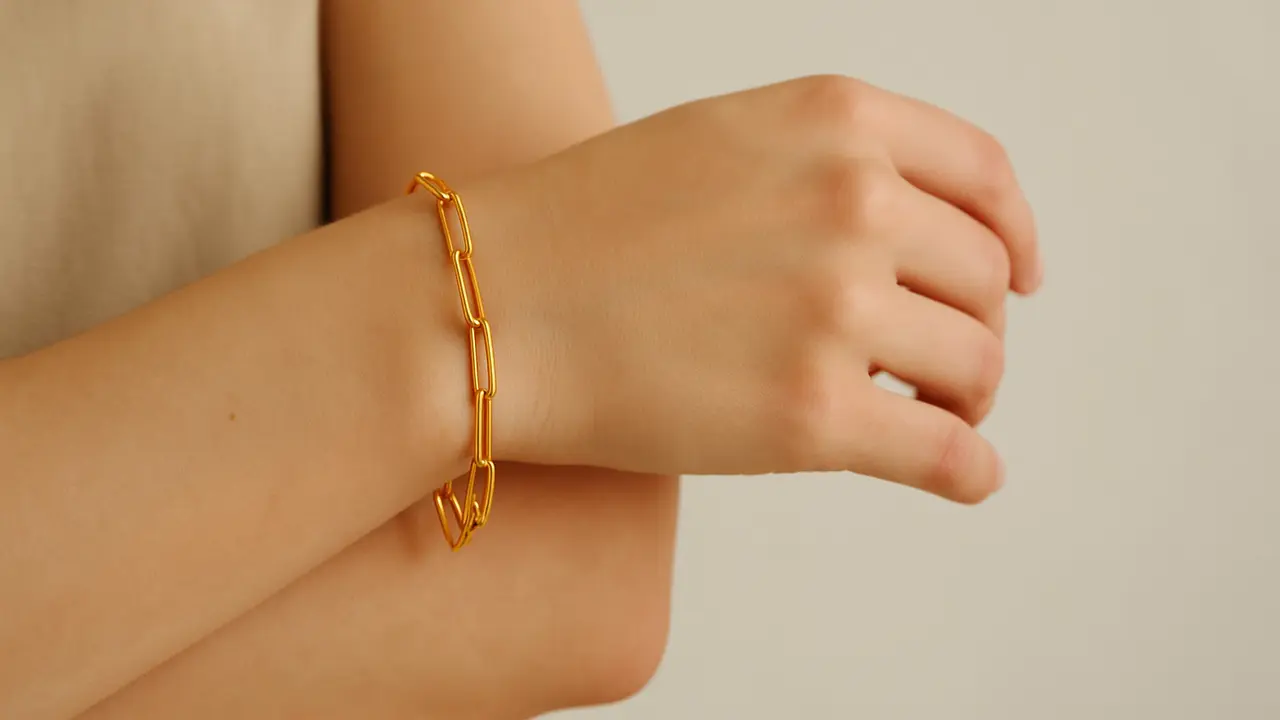 Model Gelang Emas 24 Karat Paperclip Minimalis yang Lagi Hits 2025/Ilustrasi gambar AI