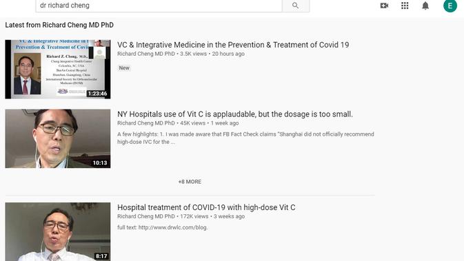 Cek Fakta: Video dr Richard Cheng soal Vitamin C Sembuhkan COVID-19 Sengaja Dihapus? (YouTube)