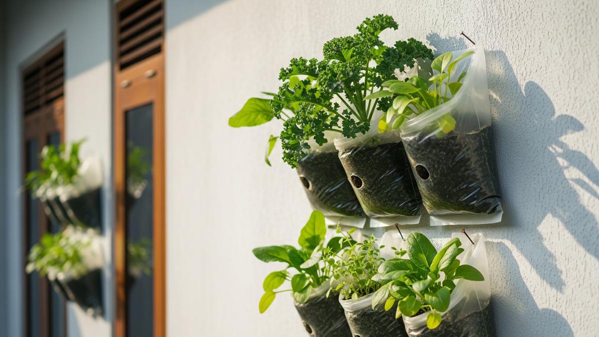 9 Desain Kebun Sayur Vertikal dari Kantong Kresek, Solusi Mandiri Pangan di Lahan Sempit