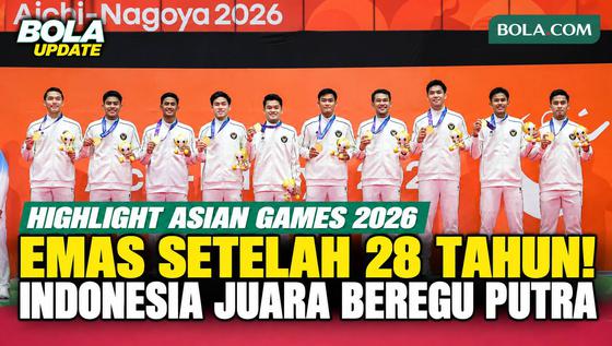 Momen Pengalungan Medali Emas Tim Bulu Tangkis Putra Indonesia di Asian Games 2026