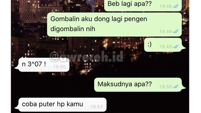 6 Chat Gombal Suruh Balik HP ke Pasangan Ini Bikin Baper (sumber: Instagram.com/awreceh.id)