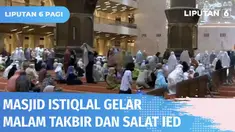 Ratusan warga mengikuti malam takbiran yang digelar di Masjid Istiqlal pada Minggu (01/05) malam. Selain malam takbiran, salat ied juga digelar di Masjid Istiqlal. Ini adalah pelaksanaan salat ied pertama setelah 2 tahun terhalang pandemi.