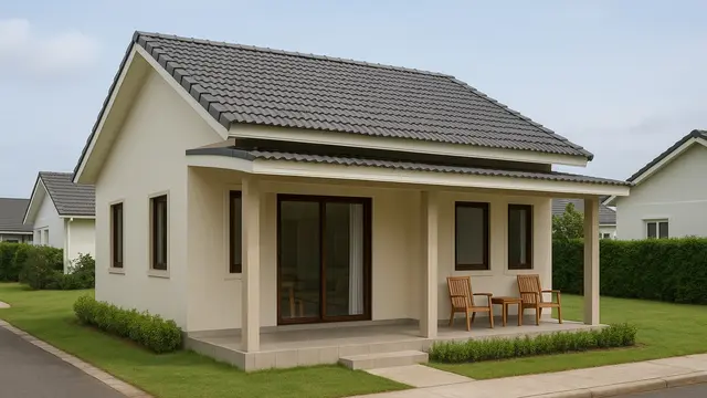 Model Rumah Sederhana 6x12 Dengan 3 Kamar dan Teras Depan/Ilustrasi oleh AI