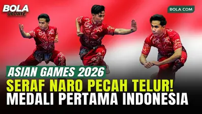 Pecah telur! Seraf Naro Siregar sukses menyumbangkan medali pertama untuk Tim Indonesia di Asian Games Aichi-Nagoya 2026. Tampil di nomor Men’s Changquan cabor wushu, Naro berhasil mengamankan medali perunggu setelah mencatatkan 9.720 poin di persa...