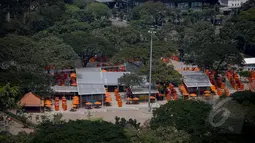 Penampakan Food & Culture Park Lenggang Jakarta dilihat dari kejauhan, Lapangan parkir IRTI Monas, Jakarta, Kamis (14/5/2015). Rencananya Gubernur Basuki akan meresmikan tempat tersebut awal Juni. (Liputan6.com/Faizal Fanani)