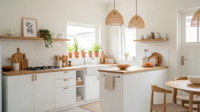 Dapur Putih Minimalis dengan Sentuhan Kayu