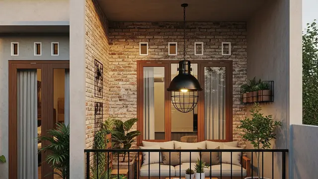 Model Teras Rumah Minimalis dengan Balkon Mungil