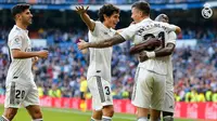 Para pemain Real Madrid merayakan gol yang dicetak Javi Sanchez. (dok. Real Madrid)