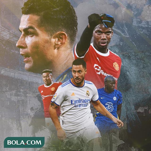 Ilustrasi - Jesse Lingard, Paul Pogba, Romelu Lukaku, Eden Hazard, Cristiano Ronaldo