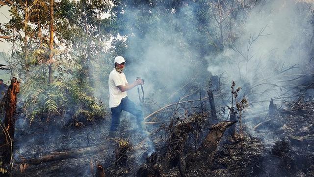 Kebakaran gambut yang terjadi di Kota Pekanbaru akhir Maret 2019 lalu.