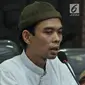 Ustaz Abdul Somad memberi keterangan pers usai pertemuan di Kantor MUI, Jakarta, Rabu (21/8/2019). Ustaz Abdul Somad diundang MUI untuk klarifikasi atau tabayyun video ceramahnya yang viral karena dianggap menghina salah satu agama. (merdeka.com/Iqbal S. Nugroho)