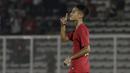Gelandang Indonesia U-16, Marselino Ferdinan, merayakan gol yang dicetaknya ke gawang Kepulauan Mariana Utara pada laga Kualifikasi Piala AFC U-16 2020 di Stadion Madya, Jakarta, Rabu (18/9). Indonesia menang 15-1. (Bola.com/Yoppy Renato)