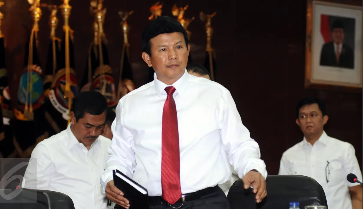 Kabareskrim Mabes Polri, Komjen Pol Ari Dono usai membacakan rilis kasus dugaan penistaan agama yang melibatkan Basuki Tjahaja Purnama (Ahok) di Jakarta, Rabu (16/11). Ahok ditetapkan sebagai tersangka dan dicegah. (Liputan6.com/Helmi Fithriansyah)