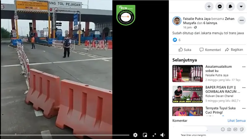 Cek Fakta Liputan6.com menelusuri klaim video tol Jakarta ke Jawa sudah ditutup