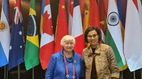 Menteri Keuangan (Menkeu) Sri Mulyani Indrawati bersama US Treasury Secretary (Menkeu Amerika Serikat) Janet Yellen di sela pertemuan KTT G20 Bali.