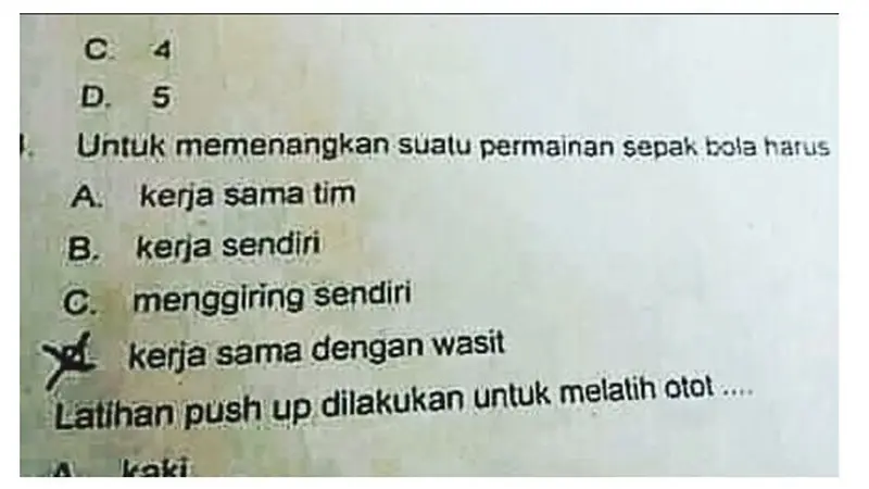 6 Jawaban yang Dipilih Murid di Soal Pilihan Ganda Ini Bikin Tepuk Jidat