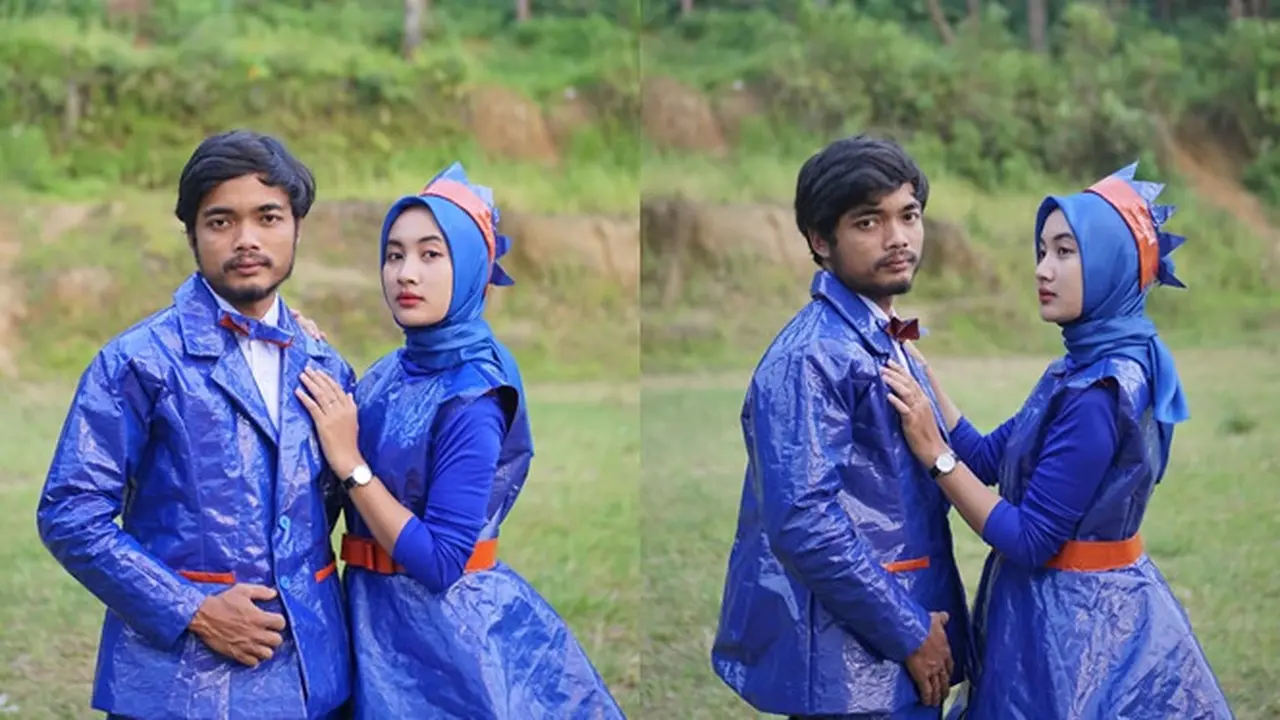 Pasangan Ini Bikin Baju Prewedding dari Terpal, Ini 6 Potret Uniknya