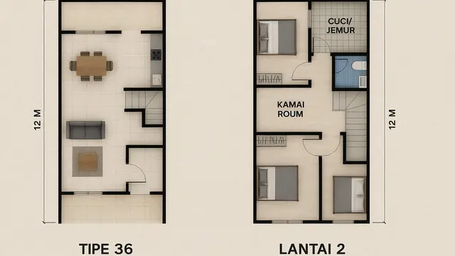 5 Gambar Desain Rumah Tipe 36 dengan 3 Kamar Tidur