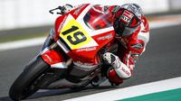 Andi Gilang saat tampil di kualifikasi pertama Moto2 FIM CEV (Astra Honda Motor)