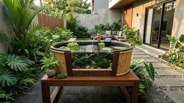 Inspirasi Kolam Mini dari Baskom Bekas di Belakang Rumah