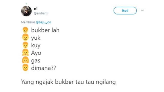 Cuitan kocak (Sumber: Twitter/endrahx)