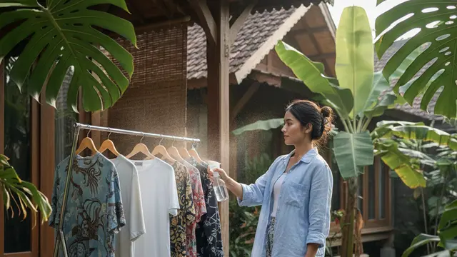 Trik mengatasi pakaian bau apek saat hujan (Foto: Gemini AI)