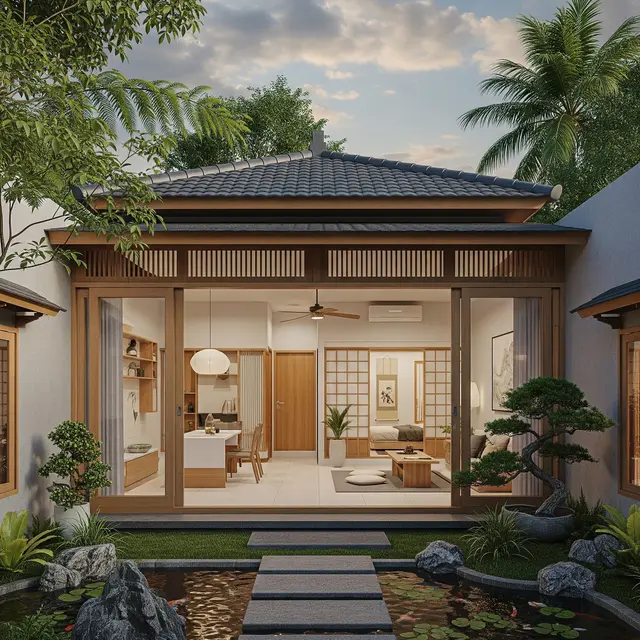 Model Rumah Kecil Tapi Luas dengan Pintu Geser dan Interior Terbuka