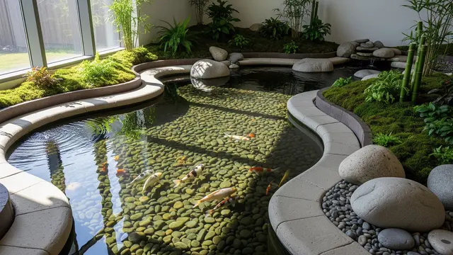 Desain Kolam Ikan Minimalis Tanpa Tepi Tajam/AI Generated