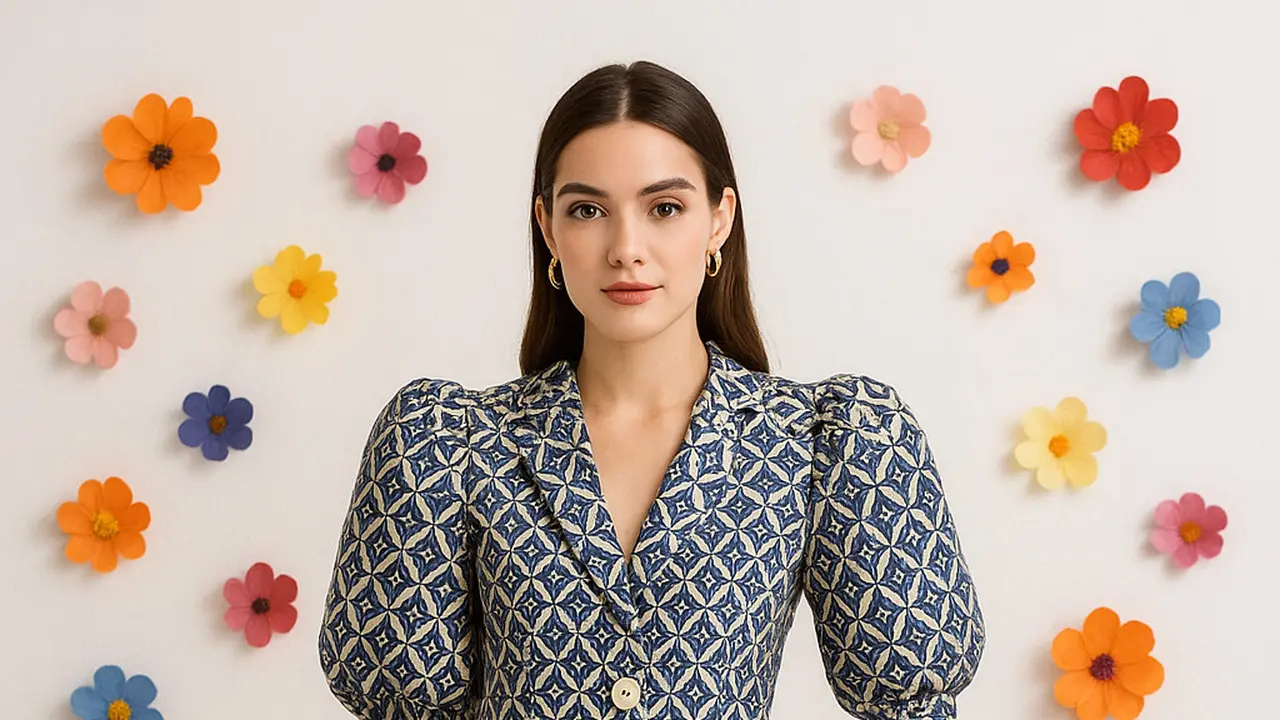 Model Blazer Batik Lengan Puff Crop