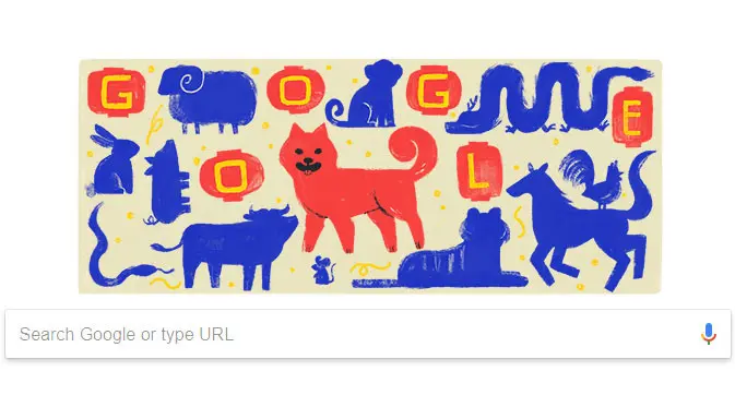 Google Doodle Imlek 2018. (Doc: Google)