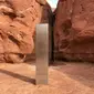 Metal setinggi tiga meter di pedalman gurun wilayah Utah, Amerika Serikat. (dok. laman Utah Department of Public Safety Aero Bureau)